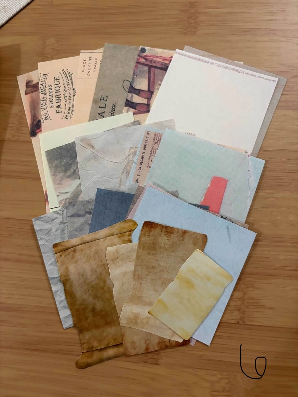 Assorted Vintage-Style Scrapbook Papers and Ephemera - Neutral Mix